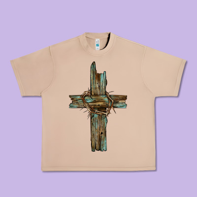 Cross With Thorn Urban Heavy Tee Designed By Barkaloodesign