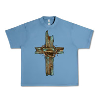 Pebble Blue cross with thorn Urban Heavy Tee - BarkalooDesign