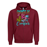 Burgundy Queen Of The Camper Zipper Hoodie - BundleAndBundleShop