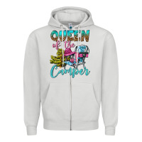 Dove Grey Queen Of The Camper Zipper Hoodie - BundleAndBundleShop