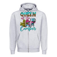Heather Grey Queen Of The Camper Zipper Hoodie - BundleAndBundleShop
