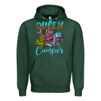 Sports Green Queen Of The Camper Zipper Hoodie - BundleAndBundleShop