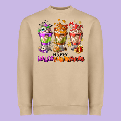 Happy Hallothanksmas Coffee Cups Heavyweight Sweatshirt Designed By Nancycooperartshop