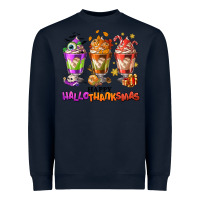 Navy Happy Hallothanksmas coffee cups Heavyweight Sweatshirt - NancyCooperArtShop