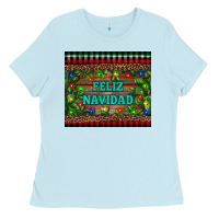 Baby Blue feliz navidad Ladies Tee - RanaPortraitStore