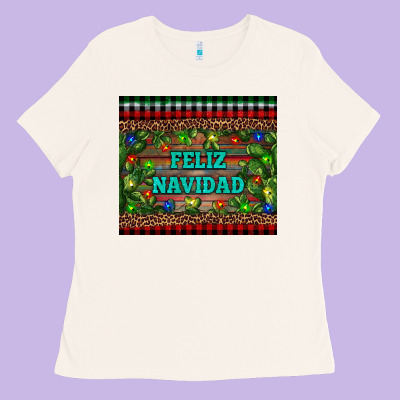 Feliz Navidad Ladies Tee Designed By Ranaportraitstore