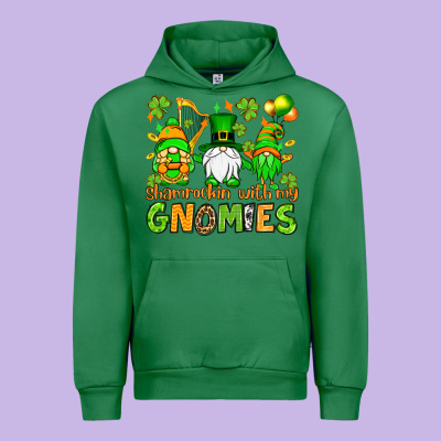 St. Patrick's Day Shamrockin' With My Gnomies Urban Hoodie Designed By Oliviacreatesart