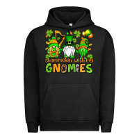 Pigment Black St. Patrick's Day shamrockin' with my gnomies Urban Hoodie - OliviaCreatesArt