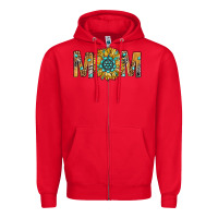 Red Western Mom With Gemstone And Sunflower Zipper Hoodie - BundleAndBundleShop