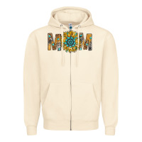 Sandshell Western Mom With Gemstone And Sunflower Zipper Hoodie - BundleAndBundleShop