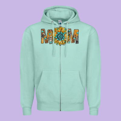 Western Mom With Gemstone And Sunflower Zipper Hoodie Designed By Bundleandbundleshop