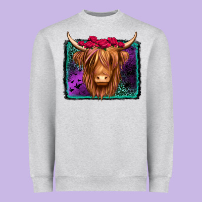 Halloween Highland Cow Heavyweight Sweatshirt Designed By Jasminsmagicworld