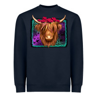 Navy halloween highland cow Heavyweight Sweatshirt - Jasminsmagicworld