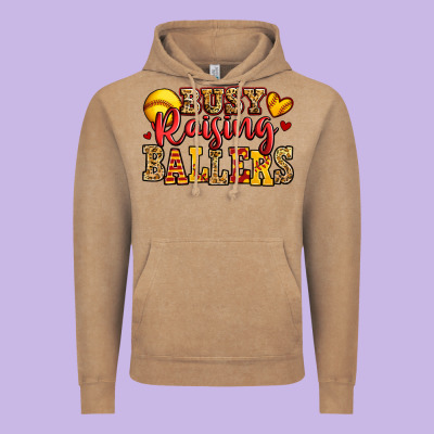 Busy Raising Ballers Softball Vintage Hoodie Designed By Jasminsmagicworld