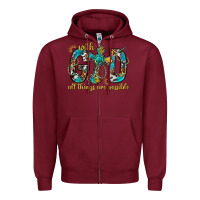 Burgundy With God All Things Are Possible With Cross Zipper Hoodie - BundleAndBundleShop