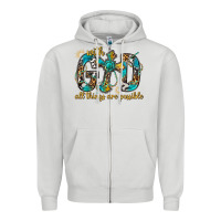 Dove Grey With God All Things Are Possible With Cross Zipper Hoodie - BundleAndBundleShop
