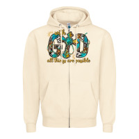 Sandshell With God All Things Are Possible With Cross Zipper Hoodie - BundleAndBundleShop