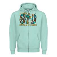 Seafoam With God All Things Are Possible With Cross Zipper Hoodie - BundleAndBundleShop