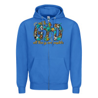 True Royal With God All Things Are Possible With Cross Zipper Hoodie - BundleAndBundleShop