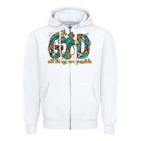 White With God All Things Are Possible With Cross Zipper Hoodie - BundleAndBundleShop