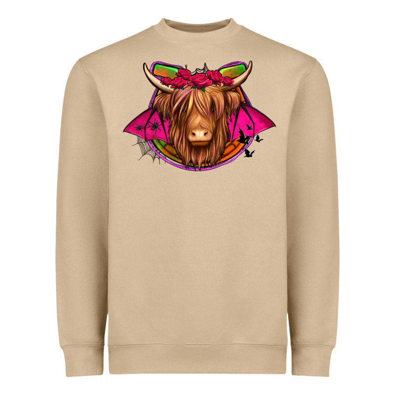Halloween Highland Cow Horseshoe Heavyweight Sweatshirt by Jasminsmagicworld | Teevron