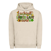 Pigment French Oak St. Patrick's Luckiest lunch lady ever Urban Hoodie - OliviaCreatesArt