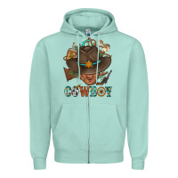 Western Cowboy Portrait With Cactus Zipper Hoodie | Teevron