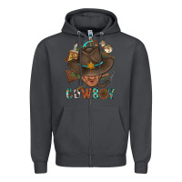 Smoke Western Cowboy Portrait With Cactus Zipper Hoodie - BundleAndBundleShop