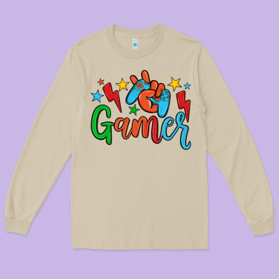 Gamer Long Sleeve Tee Designed By Jahusdesignshop