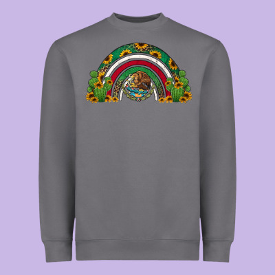 Mexican Flag Cactus And Sunflowers Rainbow Heavyweight Sweatshirt Designed By Jasminsmagicworld