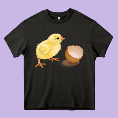 Chick With Egg Heavy Core Tee Designed By Ranaportraitstore