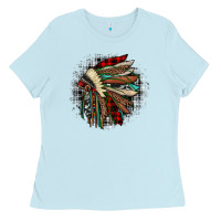 Baby Blue indian headdress Ladies Tee - JahusDesignShop