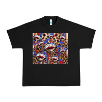 Black american flag lips leopard Urban Heavy Tee - NancyCooperArtShop