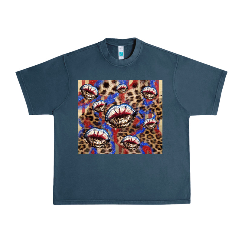 American Flag Lips Leopard Urban Heavy Tee by NancyCooperArtShop | Teevron