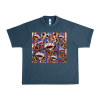 Midnight Navy american flag lips leopard Urban Heavy Tee - NancyCooperArtShop