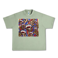 Oil Green american flag lips leopard Urban Heavy Tee - NancyCooperArtShop