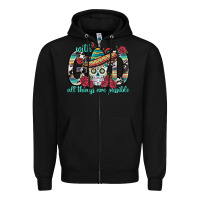 Black With God All Things Are Possible With Sombrero Sku Zipper Hoodie - BundleAndBundleShop