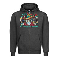 Charcoal Heather With God All Things Are Possible With Sombrero Sku Zipper Hoodie - BundleAndBundleShop
