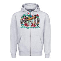 Heather Grey With God All Things Are Possible With Sombrero Sku Zipper Hoodie - BundleAndBundleShop