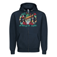Navy With God All Things Are Possible With Sombrero Sku Zipper Hoodie - BundleAndBundleShop