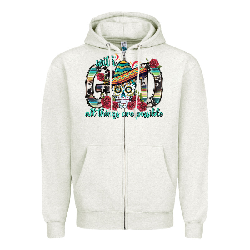 With God All Things Are Possible With Sombrero Sku Zipper Hoodie by BundleAndBundleShop | Teevron
