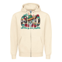 Sandshell With God All Things Are Possible With Sombrero Sku Zipper Hoodie - BundleAndBundleShop