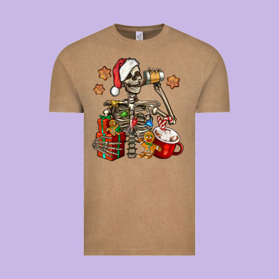 Christmas Skeleton Coffee Vintage Tee Designed By Jasminsmagicworld