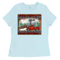 Baby Blue Christmas farm and truck Ladies Tee - RanaPortraitStore