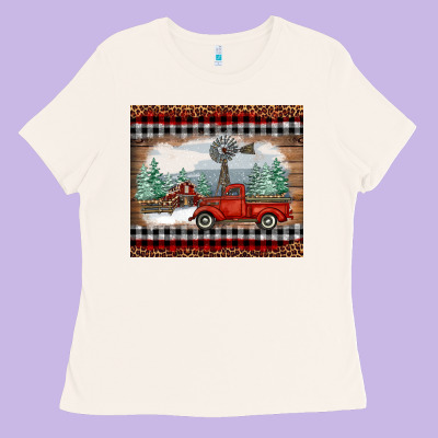 Christmas Farm And Truck Ladies Tee Designed By Ranaportraitstore