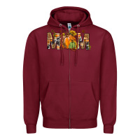 Burgundy Western Mom With Pumpkins Zipper Hoodie - BundleAndBundleShop