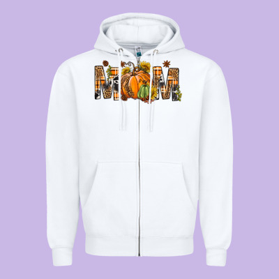 Western Mom With Pumpkins Zipper Hoodie Designed By Bundleandbundleshop