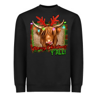 Black merry christmas y'all highland cow Heavyweight Sweatshirt - Jasminsmagicworld