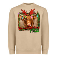 Merry Christmas Y'all Highland Cow Heavyweight Sweatshirt | Teevron