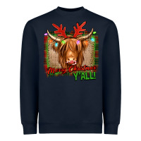 Navy merry christmas y'all highland cow Heavyweight Sweatshirt - Jasminsmagicworld